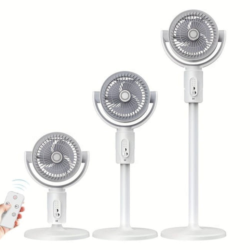 Ventilatore da pavimento portatile a 360° con altezza regolabile, 5 velocità, porta di ricarica Type-C