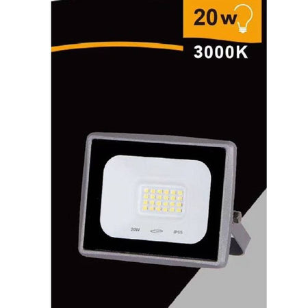 Faretto Led Faro 20 W 1800 Lm Ip65 Grigio Luce Calda Fredda Naturale Ek02-20w-g