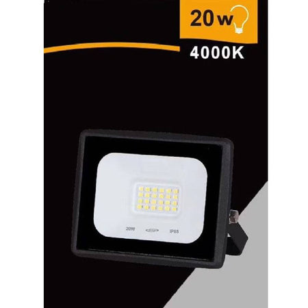 Faretto Led Faro 20 Watt 1800 Lm Ip65 Nero Luce Fredda Calda Naturale Ek02-20w-n