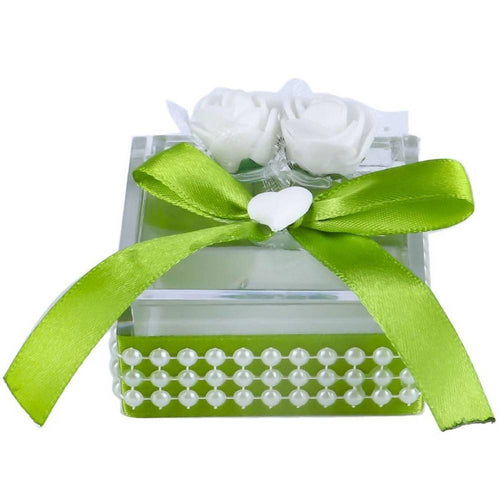 Set 12 Pezzi Bomboniera Bomboniere Cofanetto Plastica Verde Invito Portaconfetti