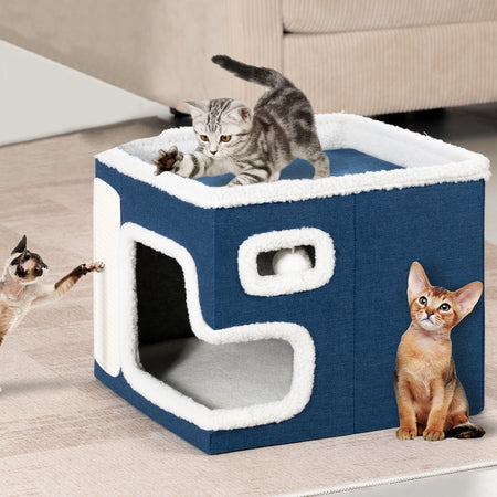 Cuccia per Gatti Tiragraffi Casetta Animale 42x42x33 cm Cuscino e Base Antiscivolo