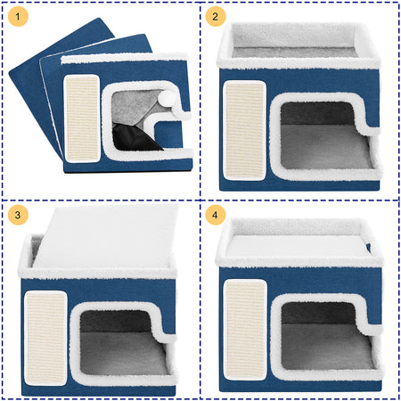Cuccia per Gatti Tiragraffi Casetta Animale 42x42x33 cm Cuscino e Base Antiscivolo