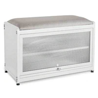 Scarpiera Panca in Metallo con Seduta e Anta Porta Scarpe Salvaspazio 2 Ripiani Bianco