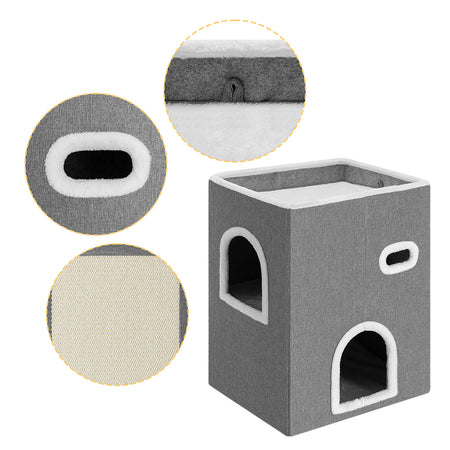 Cuccia Verticale per Gatti Tiragraffi Casetta Animali 48x37.5x63 cm Grigio