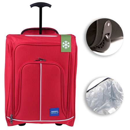 Trolley Frigo da Viaggio Morbido con Ruote e Isolamento Termico 35x20H50 cm Rosso