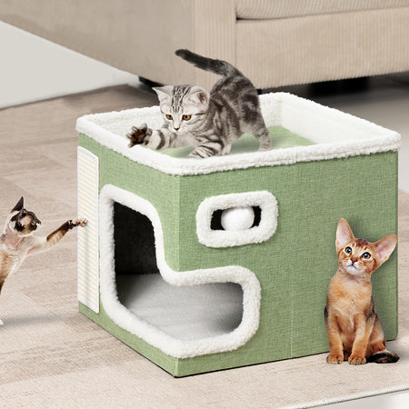 Cuccia per Gatti Tiragraffi Casetta Animale 42x42x33 cm Cuscino e Base Antiscivolo