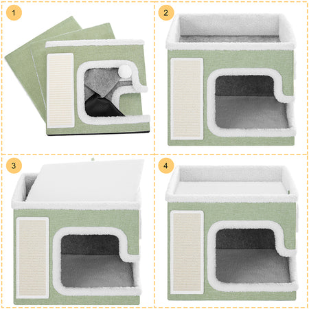 Cuccia per Gatti Tiragraffi Casetta Animale 42x42x33 cm Cuscino e Base Antiscivolo