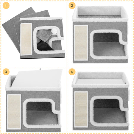 Cuccia per Gatti Tiragraffi Casetta Animale 42x42x33 cm Cuscino e Base Antiscivolo