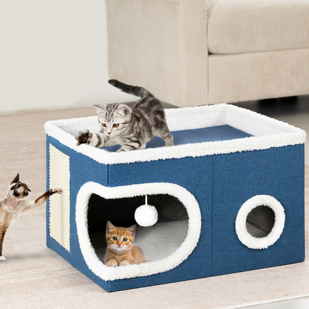 Cuccia per Gatti Tiragraffi Casetta Animale 58x42x33 cm Cuscino e Base Antiscivolo