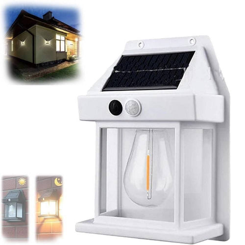 Lampada Parete Solare Sensore Movimento Luce Tungsteno Led Applique Ip65 Bianco