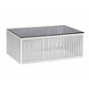 Tavolino Kloe con vetro e struttura in alluminio verniciato, intreccio in PVC da giardino