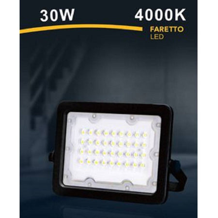 Faro Faretto Led Proiettore Esterno Nero 30w Ip65 Luce 6500k 4000k 3000k Fs30w-n