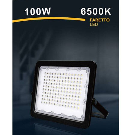 Faro Led 100w Faretto Ultra Slim Esterno Nero Ip65 Luce 6500k 4000k 3000k Fs100w-n