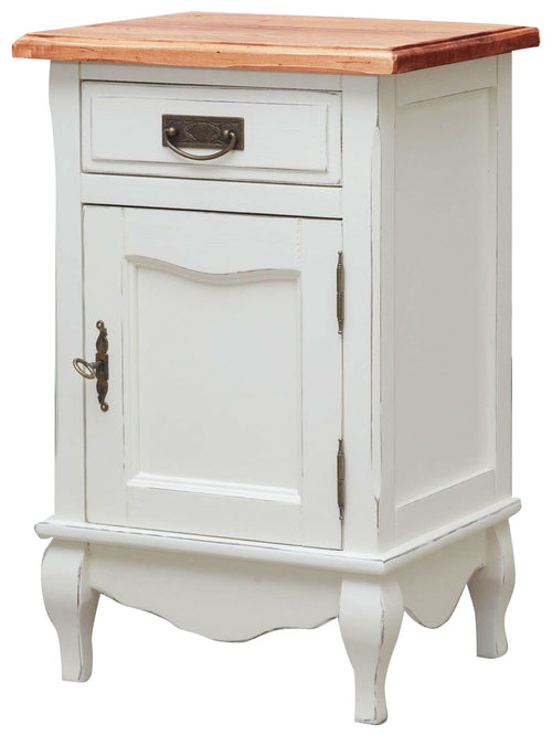 Biscottini Comodino Country Biscottini legno tiglio bianco/naturale 46x36x70 Made Italy