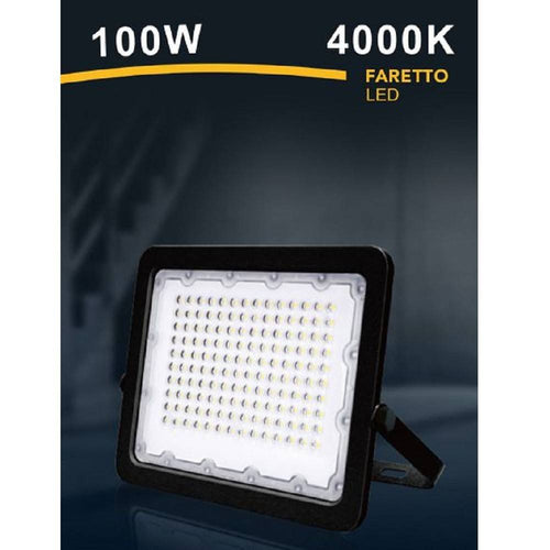 Faro Led 100w Faretto Ultra Slim Esterno Nero Ip65 Luce 6500k 4000k 3000k Fs100w-n