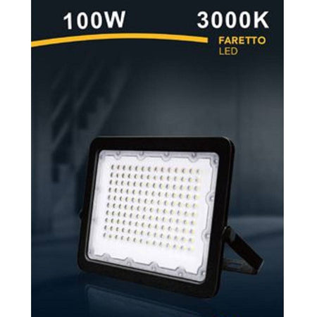 Faro Led 100w Faretto Ultra Slim Esterno Nero Ip65 Luce 6500k 4000k 3000k Fs100w-n