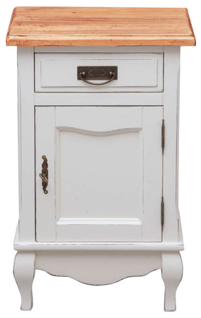 Biscottini Comodino Country Biscottini legno tiglio bianco/naturale 46x36x70 Made Italy