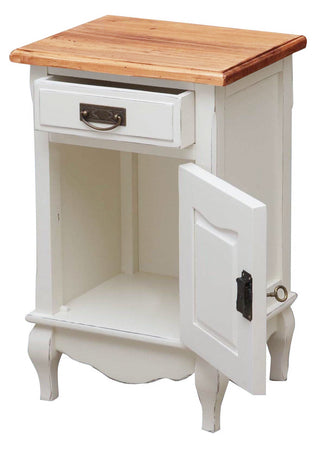 Biscottini Comodino Country Biscottini legno tiglio bianco/naturale 46x36x70 Made Italy