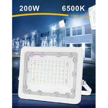 Faro Led 200 Watt Ultra Slim Esterno Bianco Ip65 Luce 6500k 4000k 3000k Fs200w-b
