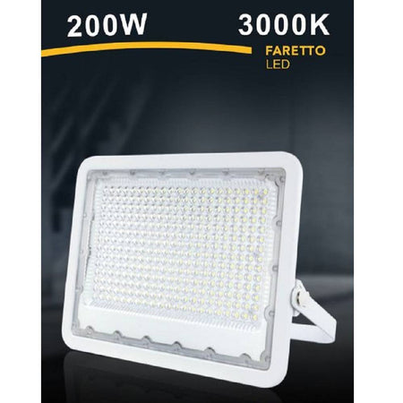 Faro Led 200 Watt Ultra Slim Esterno Bianco Ip65 Luce 6500k 4000k 3000k Fs200w-b
