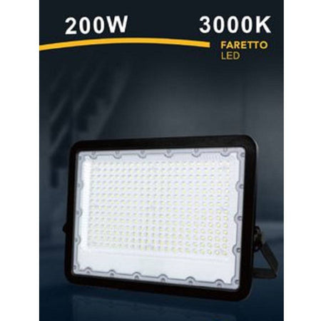 Faro Led 200 W Ultra Slim Esterno Nero Ip65 Luce Fredda Naturale Calda Fs200w-n