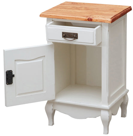 Biscottini Biscottini Comodino Country legno tiglio bianco piano naturale 46x36x70 con