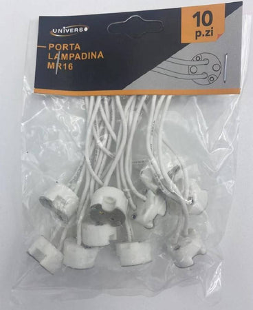 Kit 10 Pezzi Portalampada In Ceramica Per Faretti Attacco Mr16 Gu5.3 12v Yl106-10
