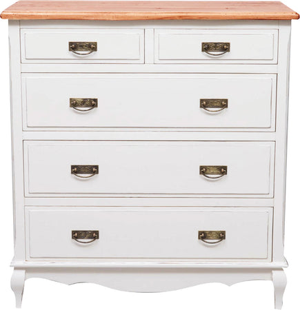 Biscottini Comò Country Biscottini legno tiglio bianco anticato piano noce 100x45x106 Made