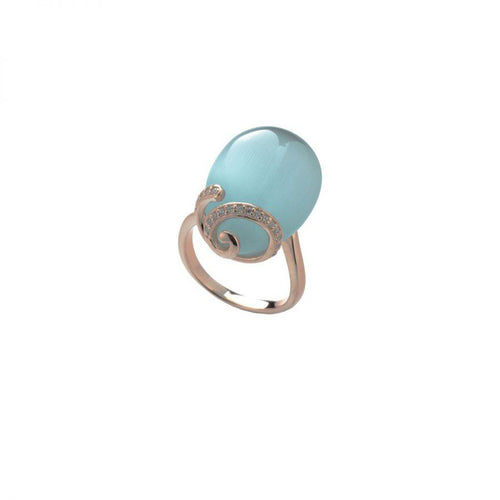 Tsars Collection- Anello Olga 1201 Azzurro in Argento Rosa