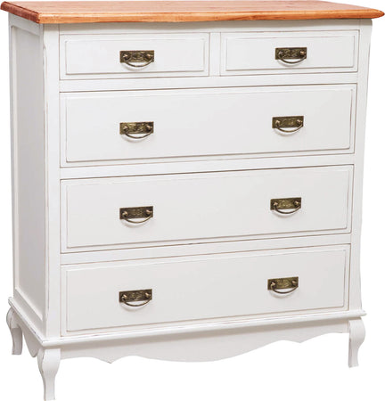 Biscottini Comò Country Biscottini legno tiglio bianco anticato piano noce 100x45x106 Made