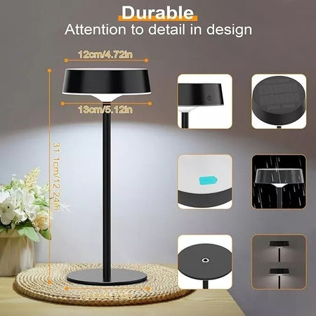 Lampada da tavolo con pannello solare Touch Switch Dimmerabile 3 colori luce RICARICABILE USB ip67