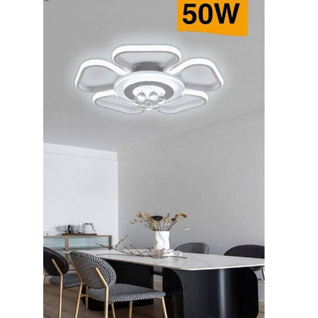 Plafoniera Led 50w Forma Fiore Con Pendenti Moderna Luce 6500k 3000k 4000k C42-b
