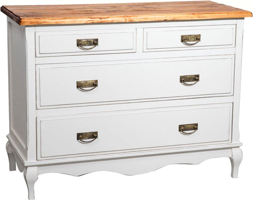 Biscottini Biscottini Comò Country legno massello tiglio bianco noce 107x47x80 Made Italy