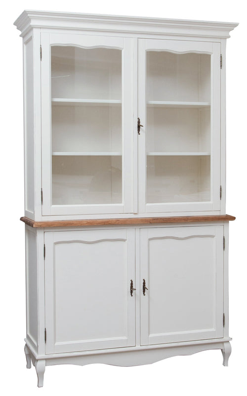 Biscottini Credenza Vetrina Biscottini Legno Tiglio Bianco Naturale 125x42x207 Made Italy