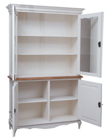 Biscottini Credenza Vetrina Biscottini Legno Tiglio Bianco Naturale 125x42x207 Made Italy