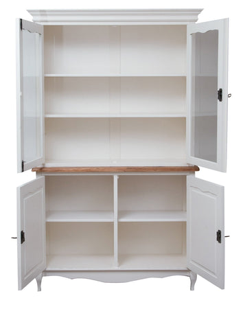 Biscottini Credenza Vetrina Biscottini Legno Tiglio Bianco Naturale 125x42x207 Made Italy