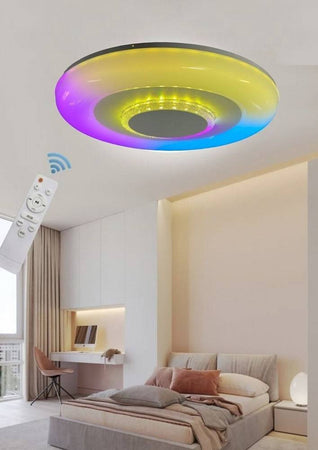 Plafoniera Soffitto Luce Led Rgb Bluetooth Cassa Telecomando Dimmerabile C44-rgb-o