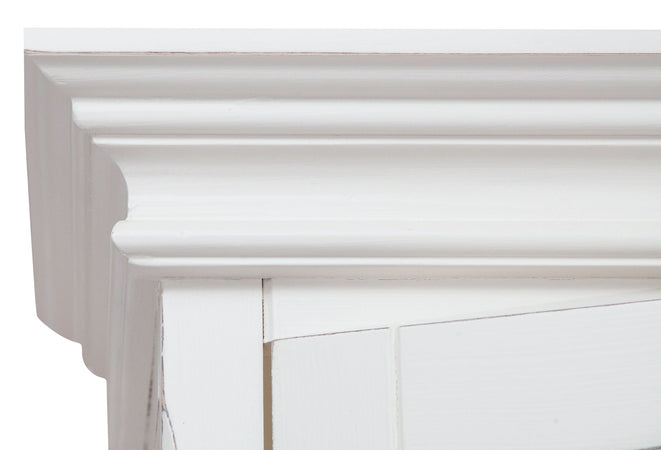 Biscottini Credenza Vetrina Biscottini Legno Tiglio Bianco Naturale 125x42x207 Made Italy