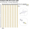 Tenda Luminosa Led Catena Luci Usb 8 Modalità Luce Telecomando Bianco Caldo 3x3mt
