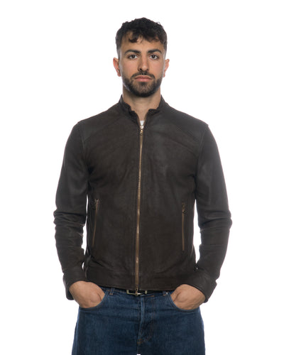 U08 - Giacca Nabuk Effetto Graffiato in vera pelle