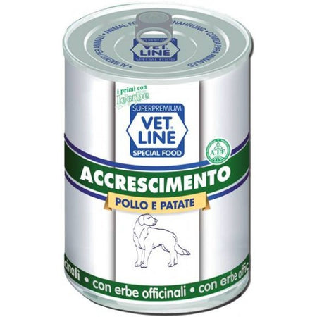 Vet Line mangime umido cane in accrescimento pollo e patate 400 gr