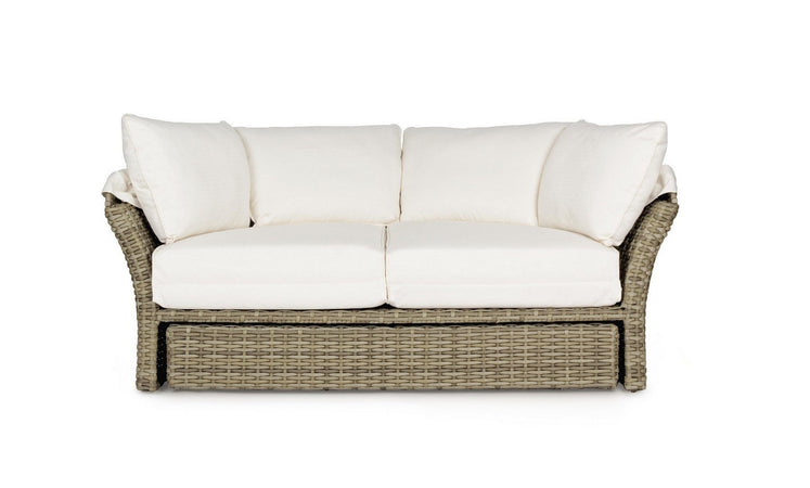 Daybed "Lesly" con cuscino e cappottina, struttura in alluminio e intreccio in fibra sintetica