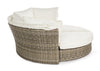 Daybed Lesly con cuscino e cappottina, struttura in alluminio e intreccio in fibra sintetica