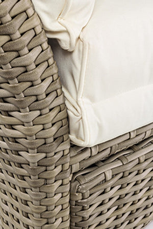 Daybed "Lesly" con cuscino e cappottina, struttura in alluminio e intreccio in fibra sintetica