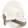 Daybed Lesly con cuscino e cappottina, struttura in alluminio e intreccio in fibra sintetica