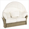 Daybed Lesly con cuscino e cappottina, struttura in alluminio e intreccio in fibra sintetica