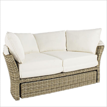 Daybed "Lesly" con cuscino e cappottina, struttura in alluminio e intreccio in fibra sintetica