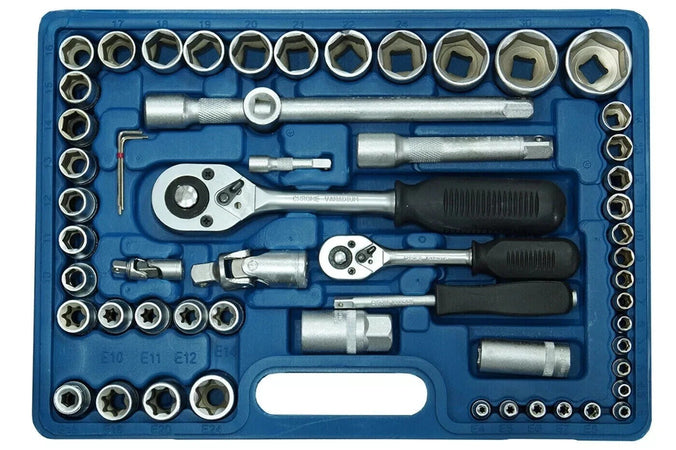 VALIGIA SET CHIAVI A BUSSOLA 108 PEZZI 1/4''-1/2'' VANADIUM CON CRICCHETTO tools