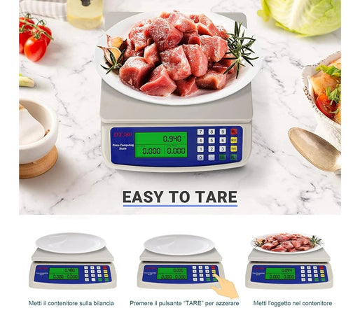 Bilancia da Cucina Elettronica Digitale 40kg Pesa Alimenti Display LCD 2 PILE AA