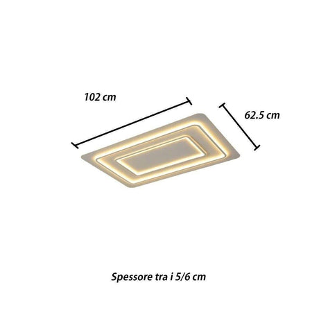 Lampadario Plafoniera Led Rettangolare 123w 3 Tonalità Luce Bt Telecomando C66-3c